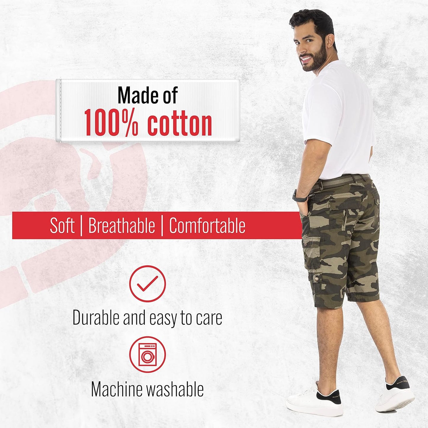 Ecko Cargo Shorts for Men – Twill Camo Mens Cargo Shorts with Belt Big and Tall