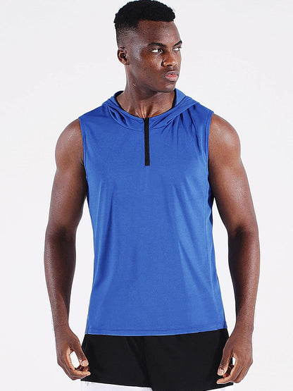 Men'S Running Tank Tops 3 Pack Sleeveless Workout Athletic Shirts with Hoods
