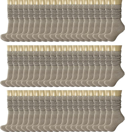 120 Pairs Extra-Long Heavy Slouch Socks – Women'S Shoe Size 5-10, Cotton Blend, Retro 80S Style