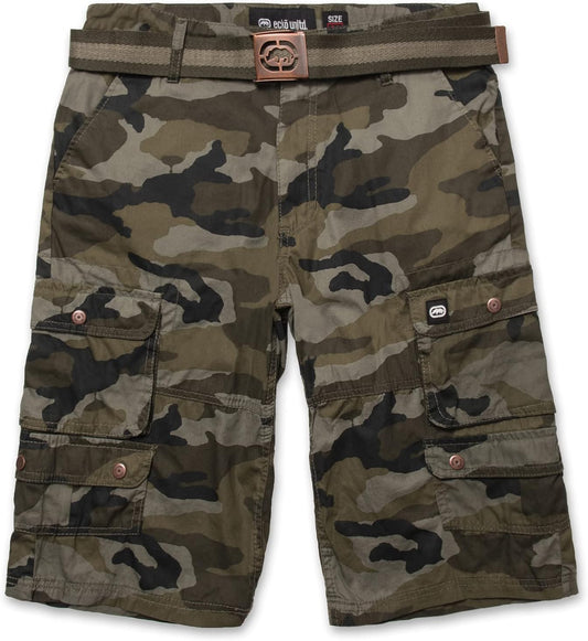Ecko Cargo Shorts for Men – Twill Camo Mens Cargo Shorts with Belt Big and Tall