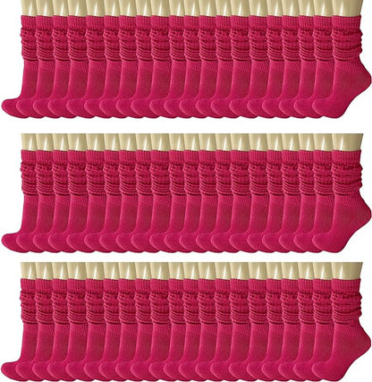 120 Pairs Extra-Long Heavy Slouch Socks – Women'S Shoe Size 5-10, Cotton Blend, Retro 80S Style