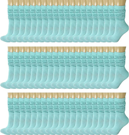 120 Pairs Extra-Long Heavy Slouch Socks – Women'S Shoe Size 5-10, Cotton Blend, Retro 80S Style