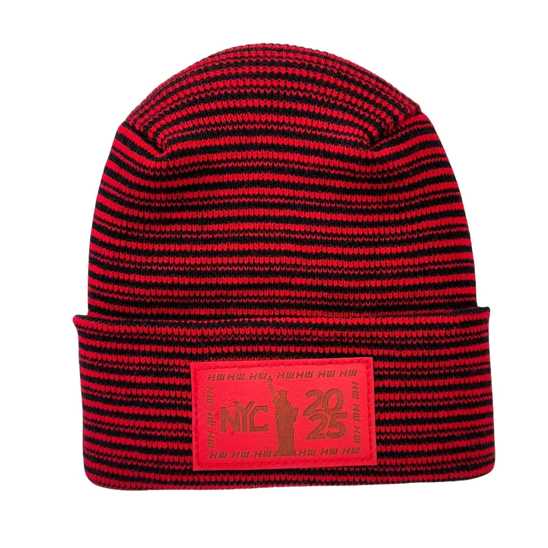 Haakwear NEW YEAR 2025 NYC, Modern H Stitch Contrast Cuffed Beanie 