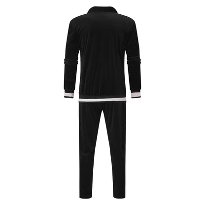 Men'S Two Piece Sweatsuits Clearance Striped Soft Golden Velvet Tracksuit for Men Casual Long Sleeve Zip up Jacket Sport Jogger Sweatpant Set Lightweight Outfit Set Black XXXL