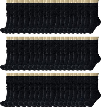 120 Pairs Extra-Long Heavy Slouch Socks – Women'S Shoe Size 5-10, Cotton Blend, Retro 80S Style