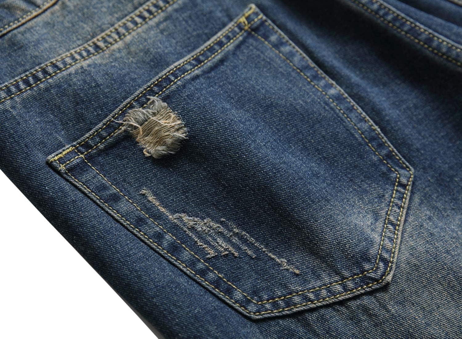 Men'S Casual Ripped Jeans Shorts Stretchy Side Color Ribbon Denim Shorts Striped