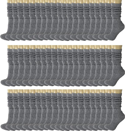 120 Pairs Extra-Long Heavy Slouch Socks – Women'S Shoe Size 5-10, Cotton Blend, Retro 80S Style