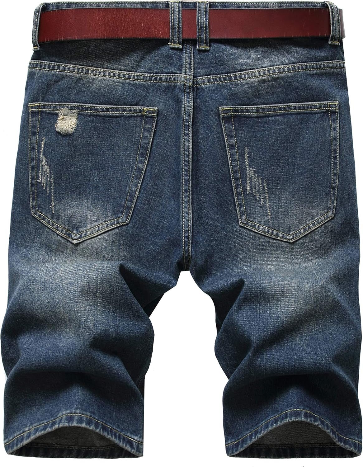 Men'S Casual Ripped Jeans Shorts Stretchy Side Color Ribbon Denim Shorts Striped