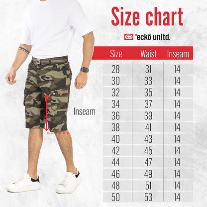 Ecko Cargo Shorts for Men – Twill Camo Mens Cargo Shorts with Belt Big and Tall