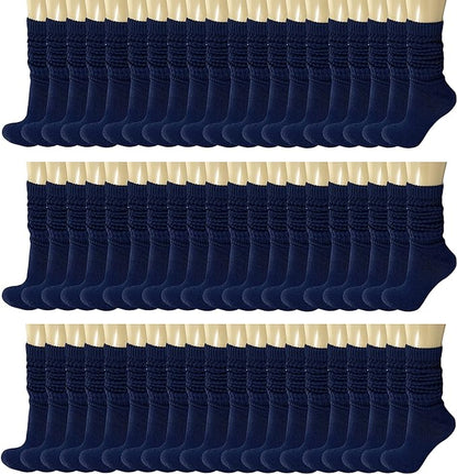 120 Pairs Extra-Long Heavy Slouch Socks – Women'S Shoe Size 5-10, Cotton Blend, Retro 80S Style