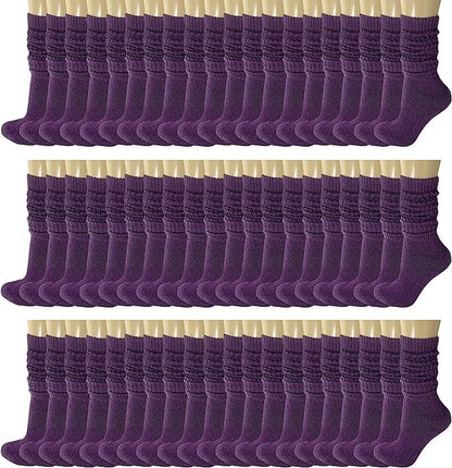 120 Pairs Extra-Long Heavy Slouch Socks – Women'S Shoe Size 5-10, Cotton Blend, Retro 80S Style