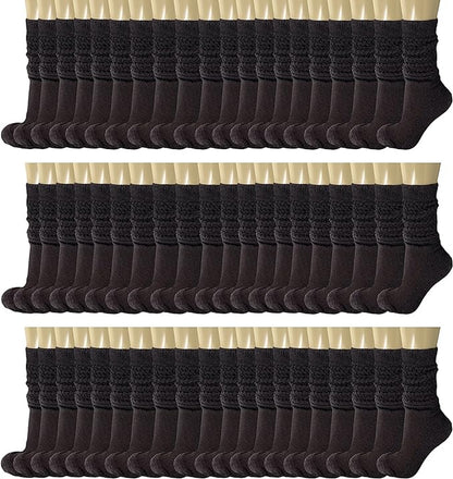 120 Pairs Extra-Long Heavy Slouch Socks – Women'S Shoe Size 5-10, Cotton Blend, Retro 80S Style
