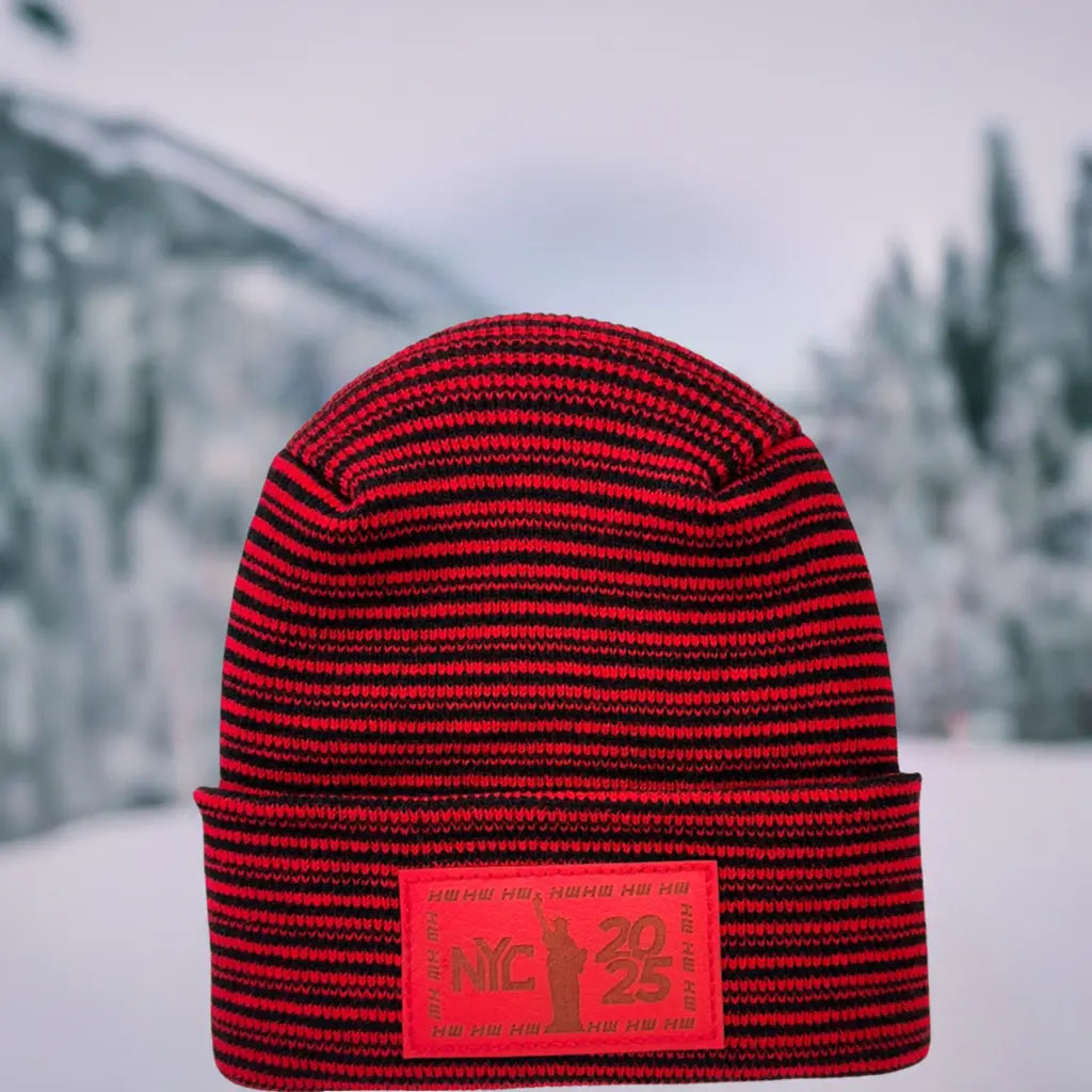 Haakwear NEW YEAR 2025 NYC, Modern H Stitch Contrast Cuffed Beanie 