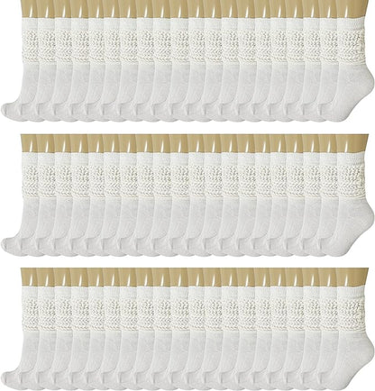 120 Pairs Extra-Long Heavy Slouch Socks – Women'S Shoe Size 5-10, Cotton Blend, Retro 80S Style