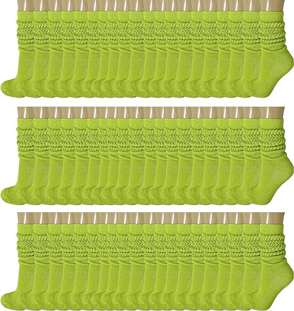 120 Pairs Extra-Long Heavy Slouch Socks – Women'S Shoe Size 5-10, Cotton Blend, Retro 80S Style
