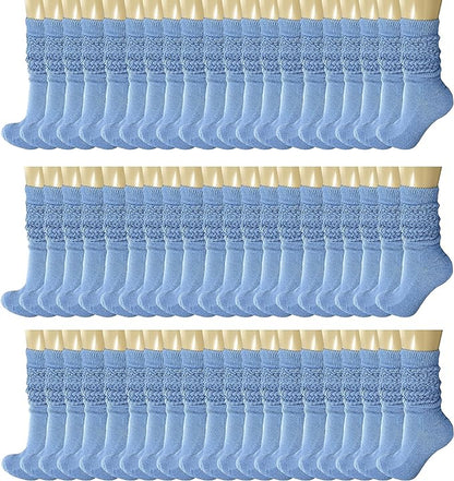 120 Pairs Extra-Long Heavy Slouch Socks – Women'S Shoe Size 5-10, Cotton Blend, Retro 80S Style
