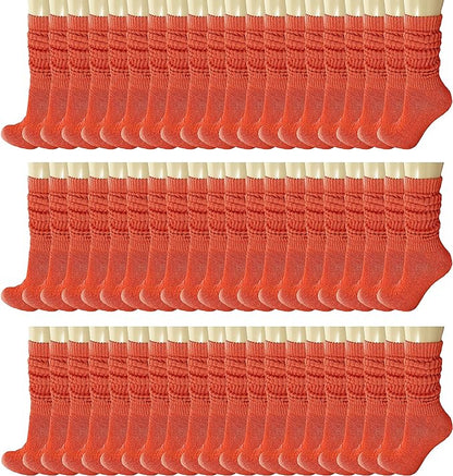 120 Pairs Extra-Long Heavy Slouch Socks – Women'S Shoe Size 5-10, Cotton Blend, Retro 80S Style