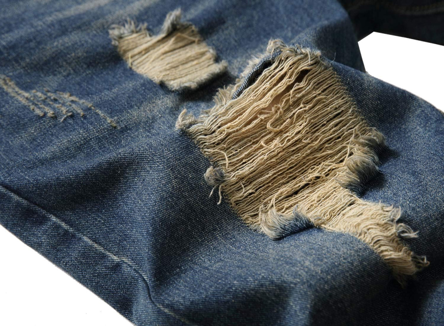 Men'S Casual Ripped Jeans Shorts Stretchy Side Color Ribbon Denim Shorts Striped
