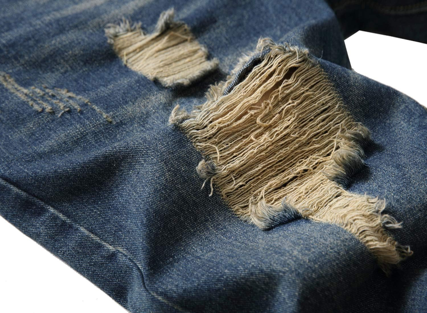 Men'S Casual Ripped Jeans Shorts Stretchy Side Color Ribbon Denim Shorts Striped