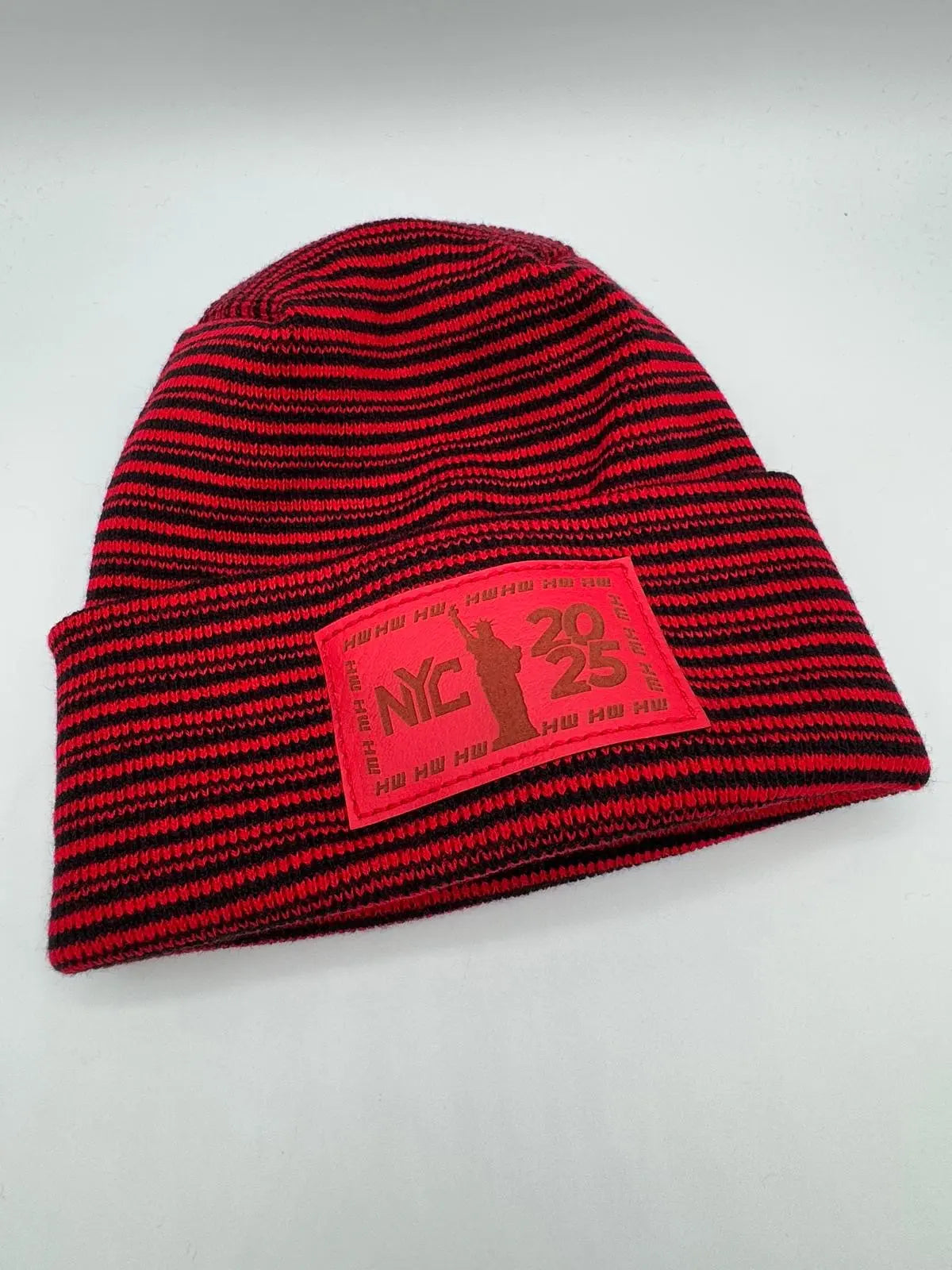 Haakwear NEW YEAR 2025 NYC, Modern H Stitch Contrast Cuffed Beanie 